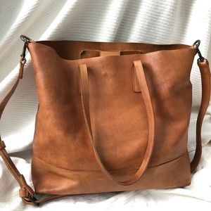 Able Abera Crossbody Tote Bag Leather Cognac
